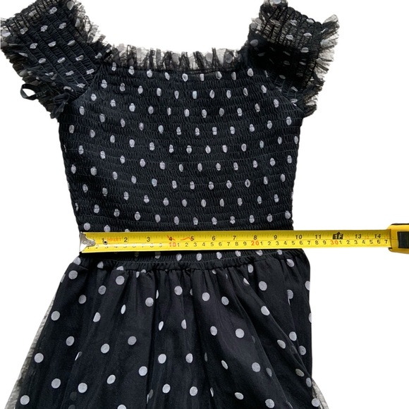 Elise - Elegant Black Polka Dot Off-Shoulder Dress - Small - Picture 7 of 14